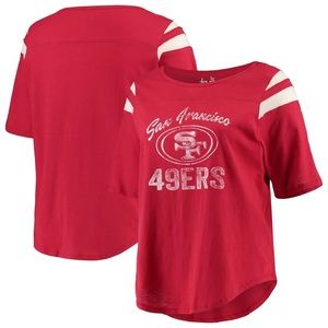 Women's San Francisco 49ers Touch Scarlet Curve Touchdown Half-Sleeve T-Shirt